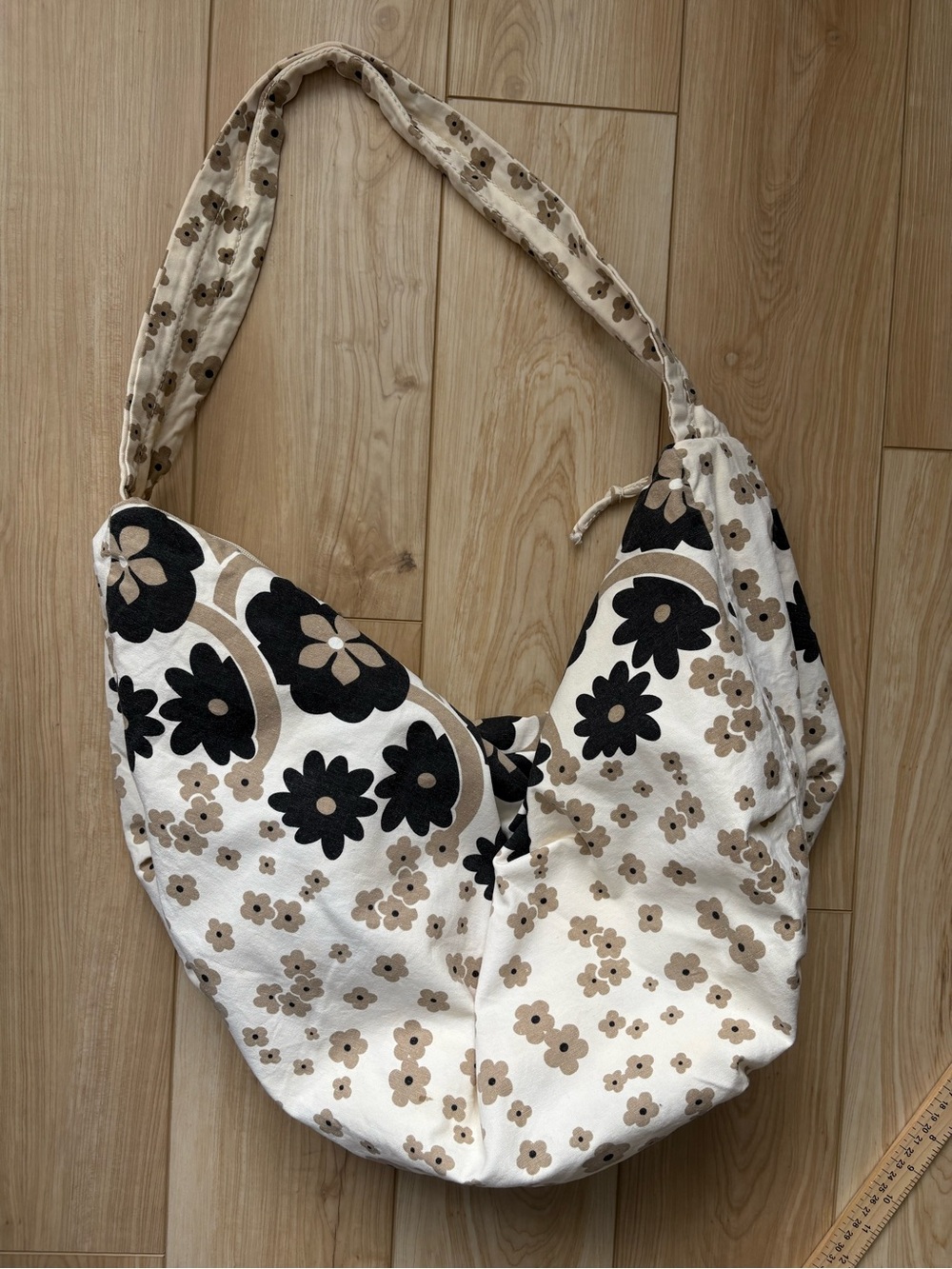 Slouchy oversized hobo tote bag purse floral boho neutral - Picture 2 of 7